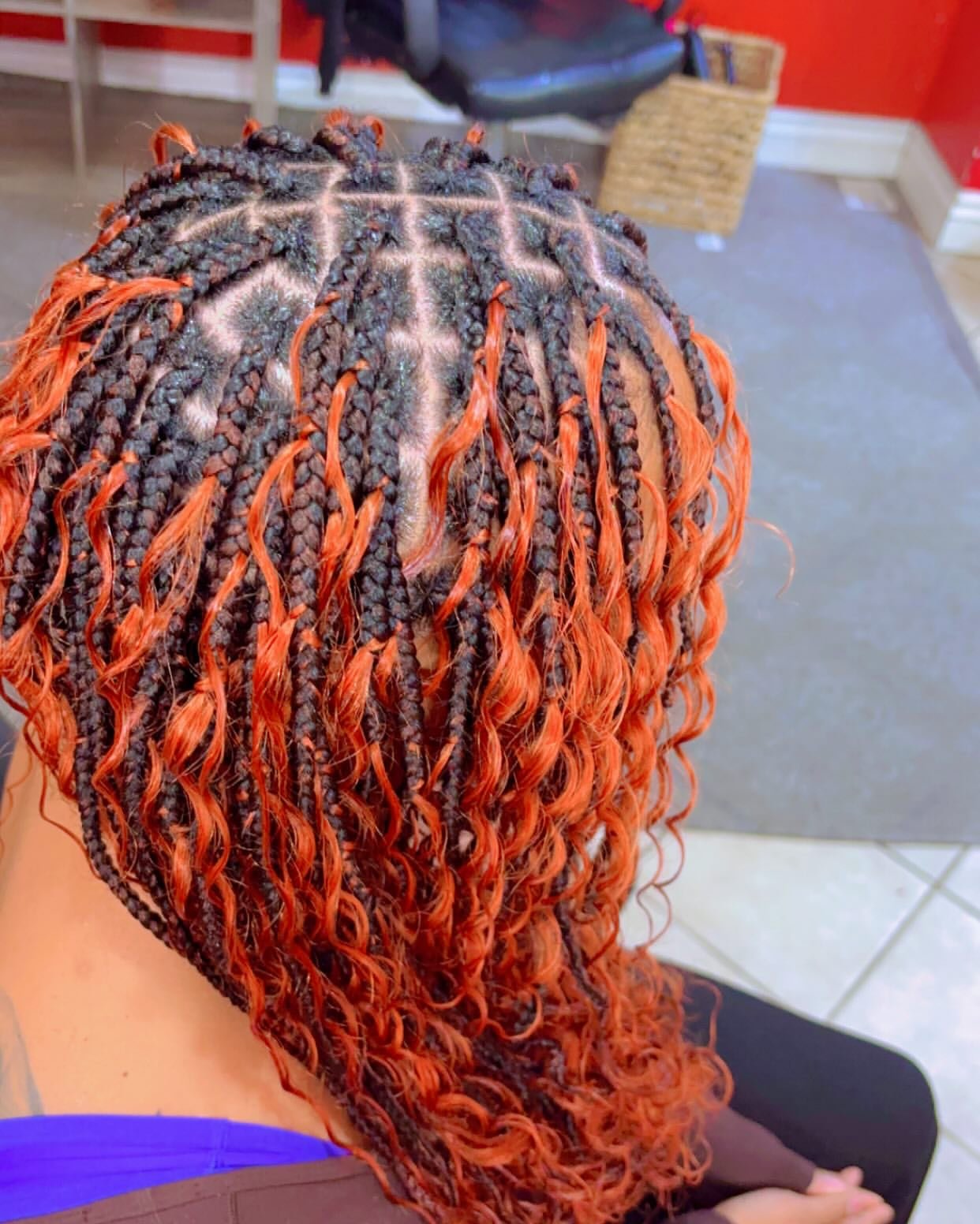 Knotless braids with curly ends